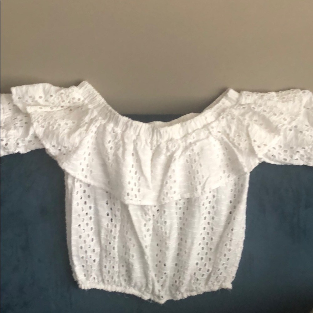 White Off-shoulder embroidered top!